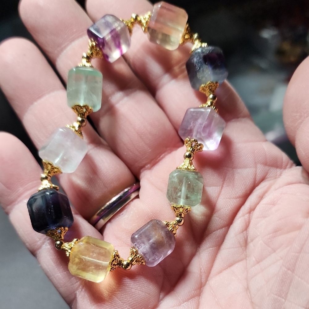 Multicolor Gemstone Bracelet with Gold Accents